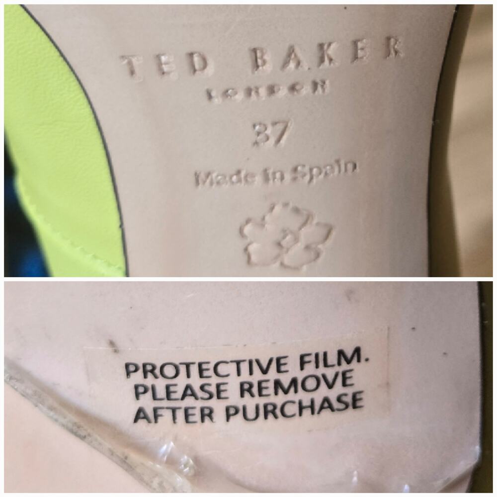 Ted Baker London Teyma Green Leather Court Pump Block Heel 37 - Picture 7 of 8